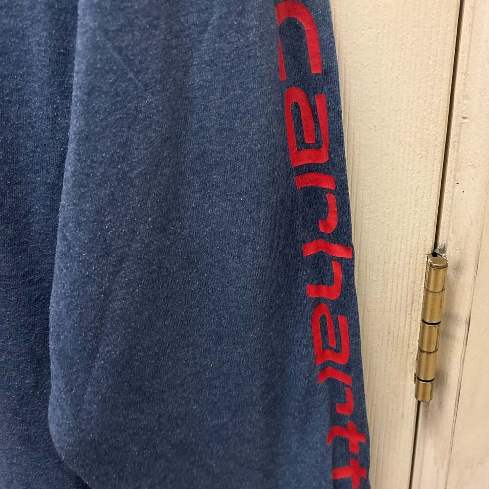 Vintage Y2K‎ Carhartt Mens Faded Spell Out Long Sleeve T-Shirt Heather Blue - Picture 3 of 4